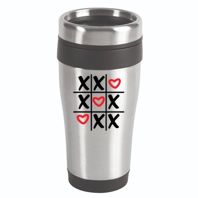 Tictac Toe Heart Valentines Day Gift 16oz Travel Tumbler