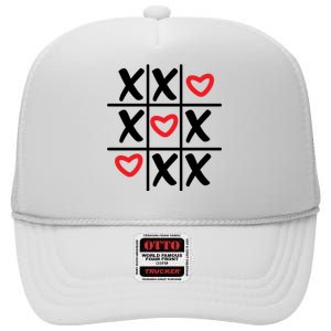 Tictac Toe Heart Valentines Day Gift High Crown Mesh Back Trucker Hat