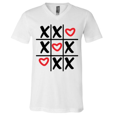 Tictac Toe Heart Valentines Day Gift V-Neck T-Shirt