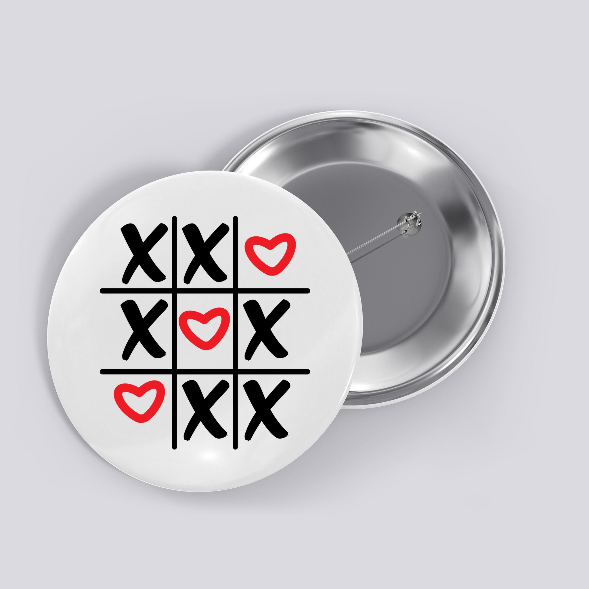 Tictac Toe Heart Valentines Day Gift Button