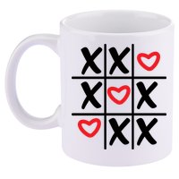 Tictac Toe Heart Valentines Day Gift 11oz C Handle Ceramic Mug