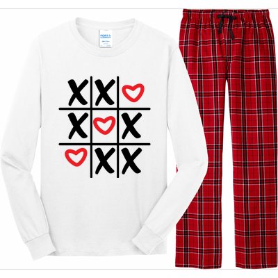 Tictac Toe Heart Valentines Day Gift Long Sleeve Pajama Set