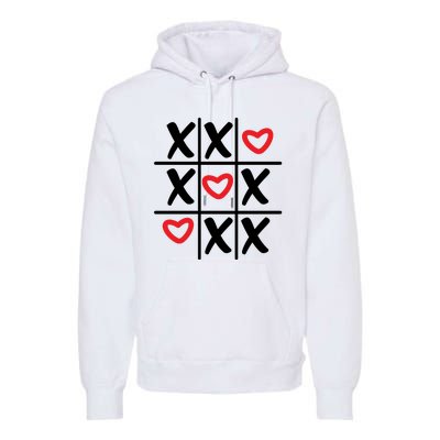 Tictac Toe Heart Valentines Day Gift Premium Hoodie