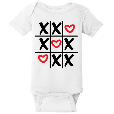 Tictac Toe Heart Valentines Day Gift Baby Bodysuit