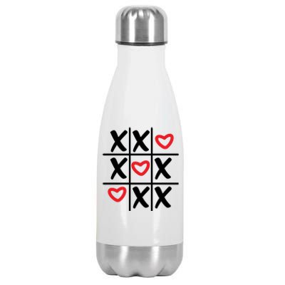 Tictac Toe Heart Valentines Day Gift Stainless Steel Insulated Water Bottle