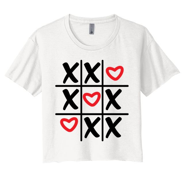 Tictac Toe Heart Valentines Day Gift Crop Top