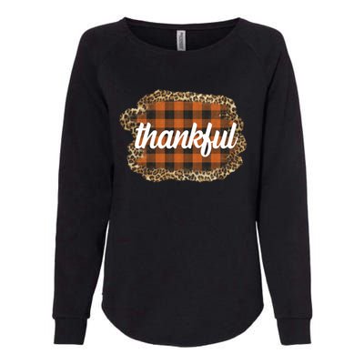 Thankful Thanksgiving Holiday Cheetah Plaid Womens California Wash Sweatshirt