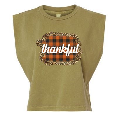 Thankful Thanksgiving Holiday Cheetah Plaid Garment-Dyed Women's Muscle Tee