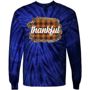 Thankful Thanksgiving Holiday Cheetah Plaid Tie-Dye Long Sleeve Shirt