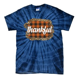 Thankful Thanksgiving Holiday Cheetah Plaid Tie-Dye T-Shirt