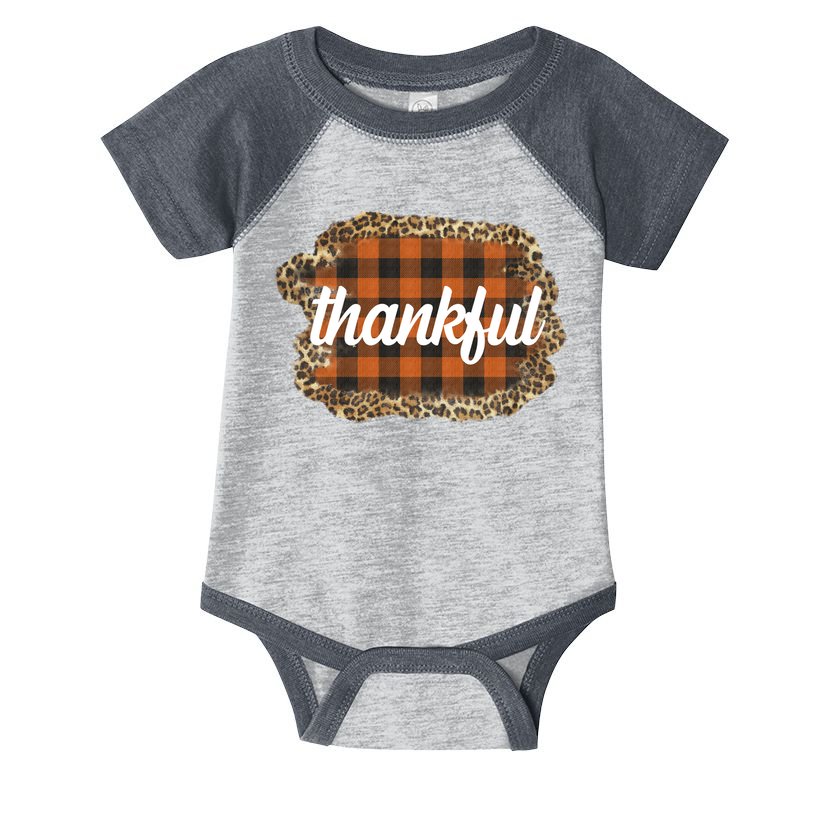 Thankful Thanksgiving Holiday Cheetah Plaid Infant Baby Jersey Bodysuit
