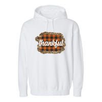 Thankful Thanksgiving Holiday Cheetah Plaid Garment-Dyed Fleece Hoodie