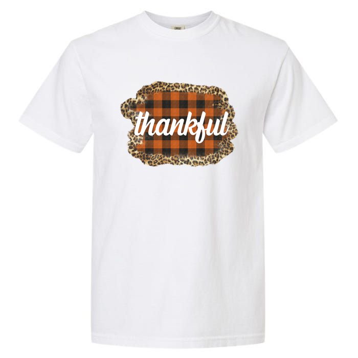 Thankful Thanksgiving Holiday Cheetah Plaid Garment-Dyed Heavyweight T-Shirt