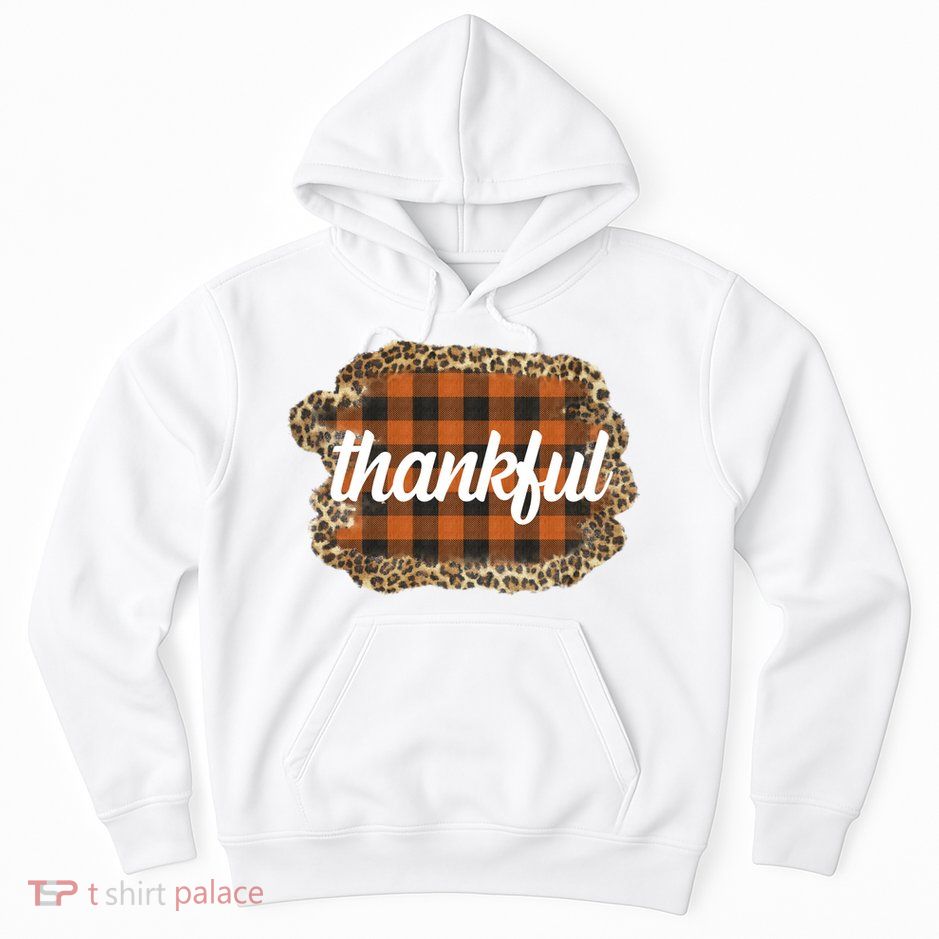 Thankful Thanksgiving Holiday Cheetah Plaid Hoodie