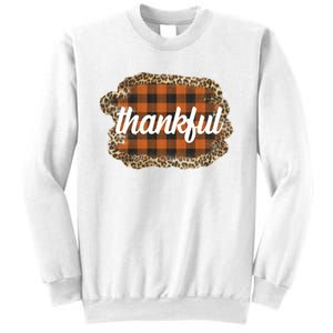 Thankful Thanksgiving Holiday Cheetah Plaid Sweatshirt