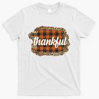 Thankful Thanksgiving Holiday Cheetah Plaid T-Shirt