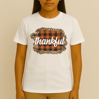 Thankful Thanksgiving Holiday Cheetah Plaid T-Shirt