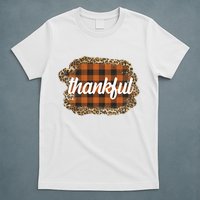 Thankful Thanksgiving Holiday Cheetah Plaid T-Shirt