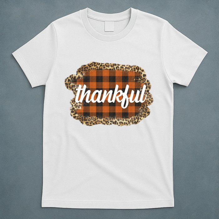 Thankful Thanksgiving Holiday Cheetah Plaid T-Shirt