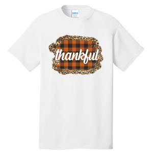 Thankful Thanksgiving Holiday Cheetah Plaid Tall T-Shirt