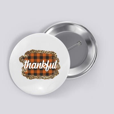 Thankful Thanksgiving Holiday Cheetah Plaid Button