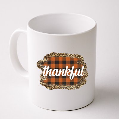 Thankful Thanksgiving Holiday Cheetah Plaid Mug