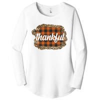 Thankful Thanksgiving Holiday Cheetah Plaid Women's Perfect Tri Tunic Long Sleeve Shirt