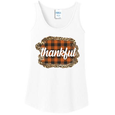 Thankful Thanksgiving Holiday Cheetah Plaid Ladies Essential Tank