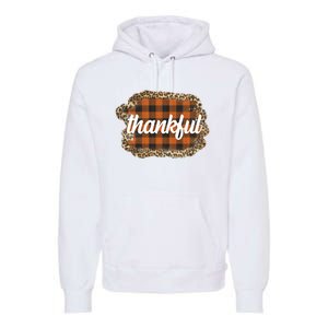 Thankful Thanksgiving Holiday Cheetah Plaid Premium Hoodie