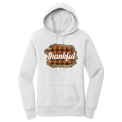 Thankful Thanksgiving Holiday Cheetah Plaid Women's Pullover Hoodie