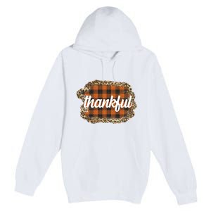 Thankful Thanksgiving Holiday Cheetah Plaid Premium Pullover Hoodie