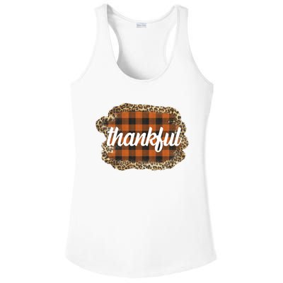 Thankful Thanksgiving Holiday Cheetah Plaid Ladies PosiCharge Competitor Racerback Tank