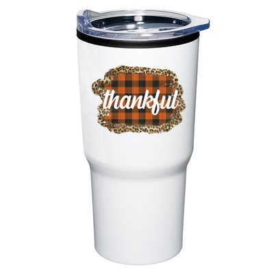 Thankful Thanksgiving Holiday Cheetah Plaid Tumbler