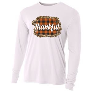 Thankful Thanksgiving Holiday Cheetah Plaid Cooling Performance Long Sleeve Crew