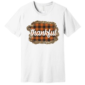 Thankful Thanksgiving Holiday Cheetah Plaid Premium T-Shirt