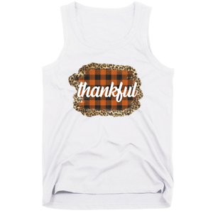 Thankful Thanksgiving Holiday Cheetah Plaid Tank Top