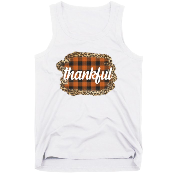 Thankful Thanksgiving Holiday Cheetah Plaid Tank Top