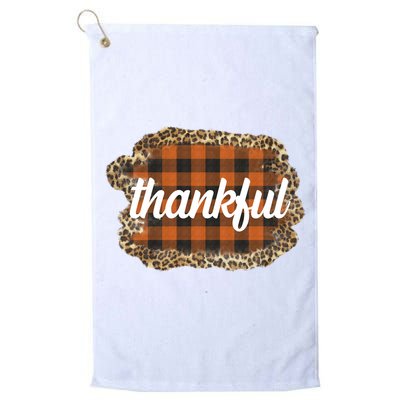 Thankful Thanksgiving Holiday Cheetah Plaid Golf Towel