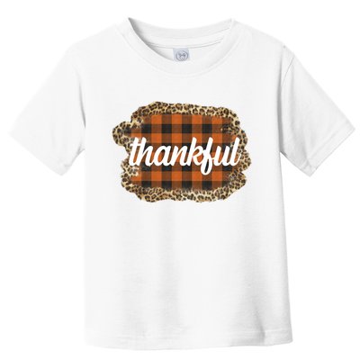Thankful Thanksgiving Holiday Cheetah Plaid Toddler T-Shirt