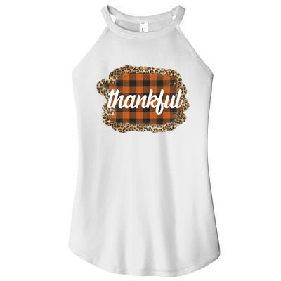 Thankful Thanksgiving Holiday Cheetah Plaid Women's Perfect Tri Rocker Tank