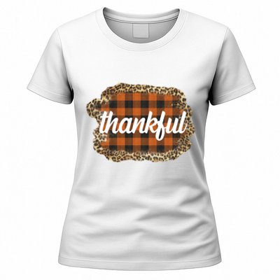 Thankful Thanksgiving Holiday Cheetah Plaid Women's T-Shirt