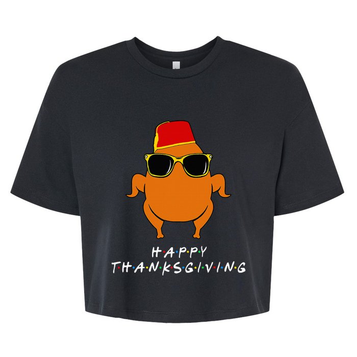 Thanksgiving Turkey Hat Funny Gift for Friends Bella+Canvas Jersey Crop Tee