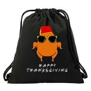 Thanksgiving Turkey Hat Funny Gift for Friends Drawstring Bag