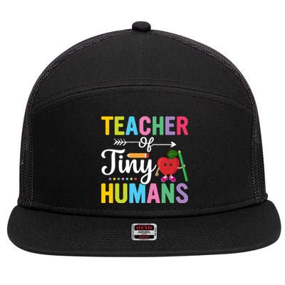 Teacher Tiny Human Back To School Appel 7 Panel Mesh Trucker Snapback Hat