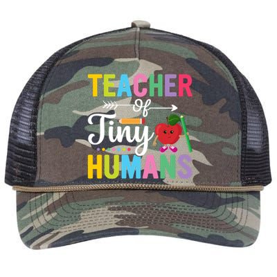 Teacher Tiny Human Back To School Appel Retro Rope Trucker Hat Cap