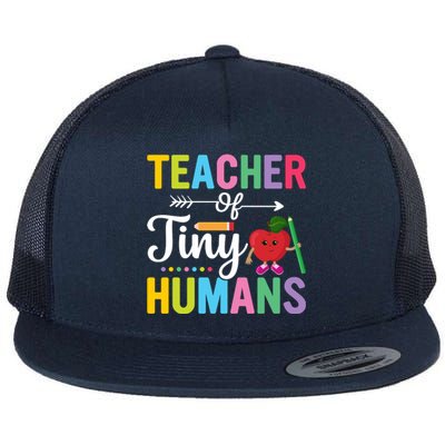 Teacher Tiny Human Back To School Appel Flat Bill Trucker Hat