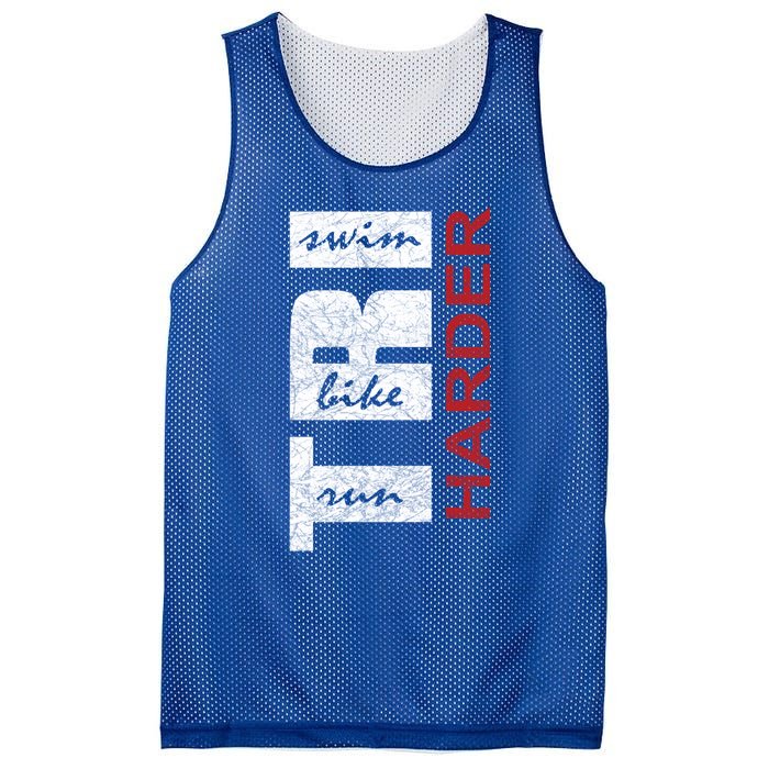 Triathletes Tri Harder Swim Bike Run Triathlon Inspired Funny Gift Mesh Reversible Basketball Jersey Tank