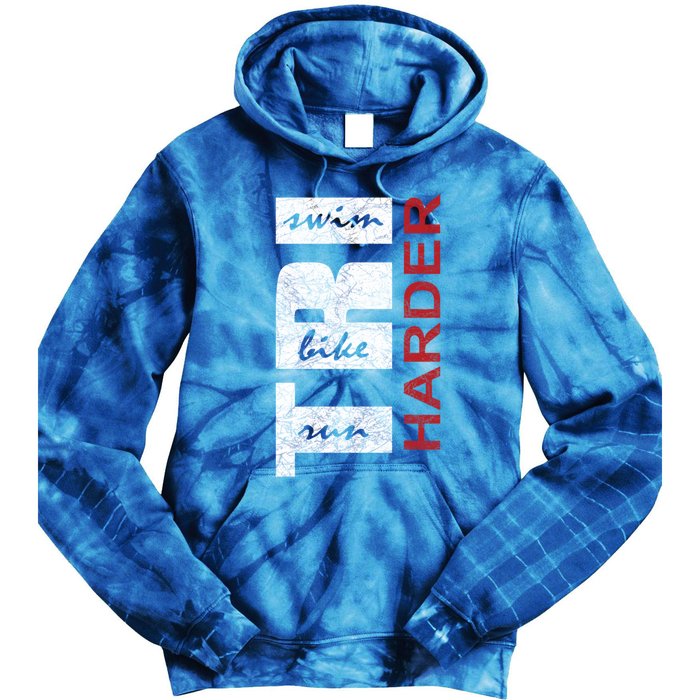 Triathletes Tri Harder Swim Bike Run Triathlon Inspired Funny Gift Tie Dye Hoodie