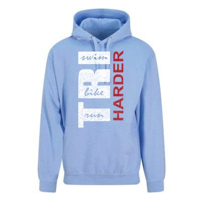 Triathletes Tri Harder Swim Bike Run Triathlon Inspired Funny Gift Unisex Surf Hoodie