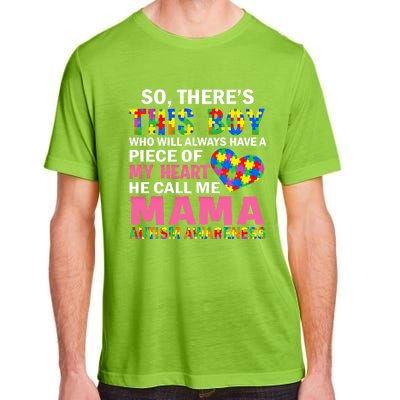 ThereS This He Calls Me Mama Autism Puzzle MotherS Day Gift Adult ChromaSoft Performance T-Shirt